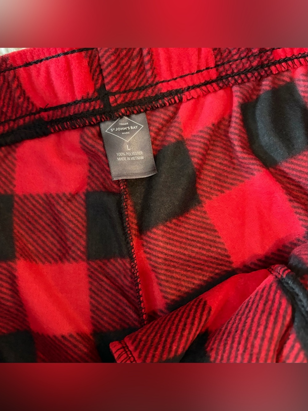 St. John’s Bay Red Cherry Fleece Sleep Pajama Pants Polyester Men’s Sz: L - Picture 5 of 6